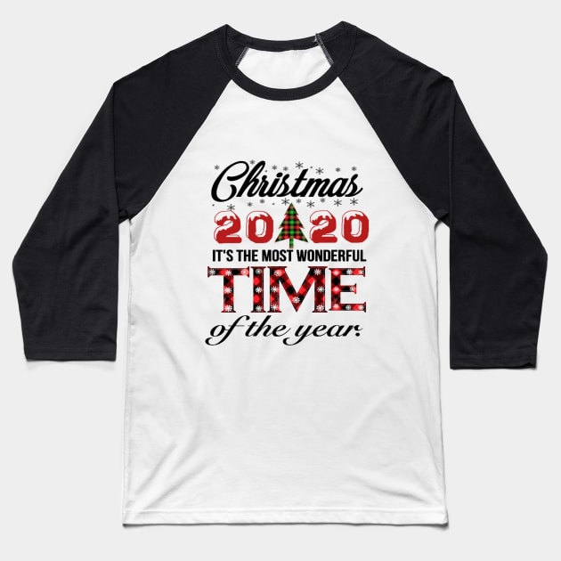 Christmas 2020, Most Wonderful Time Of The Year 2020, Matching Family Christmas Shirts, Buffalo Plaid, Baseball T-Shirt by Rabie